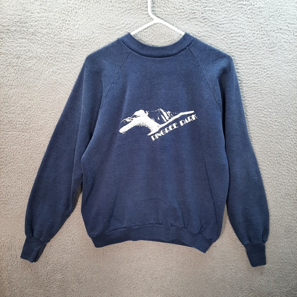 Vintage Healthknit Sweatshirt Men XL Blue Crewneck Pingree Park Colorado 80s 90s